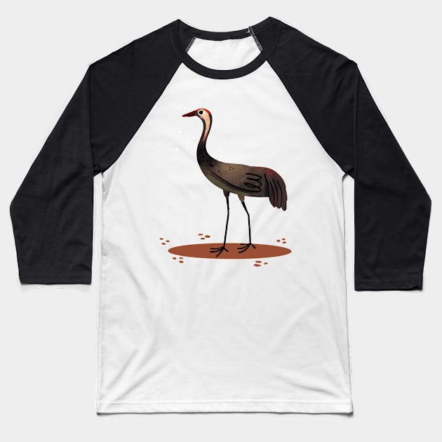 Heron Painting Hand Drawn Baseball T-Shirt by Mako Design 